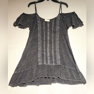 Be Beach By Exist Gray Distressed Off The Shoulder Top Dress